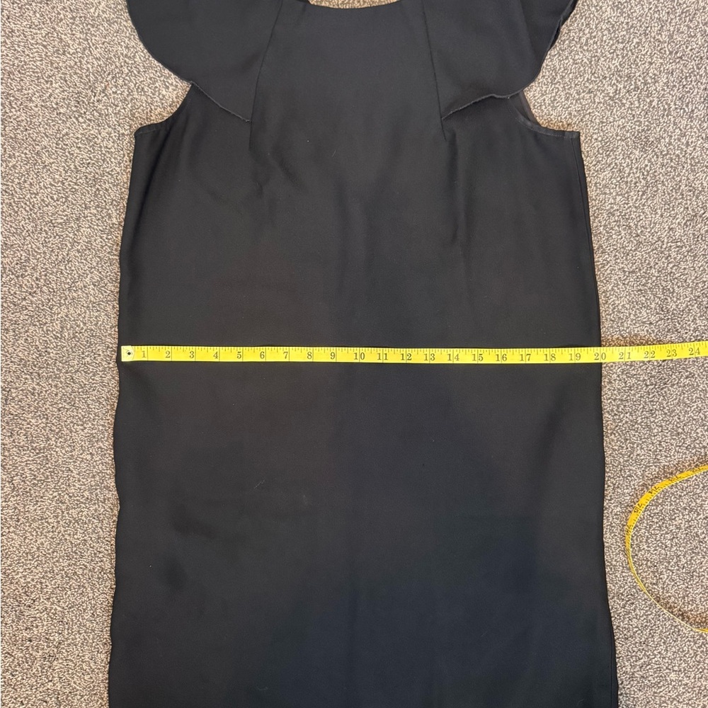 Banana Republic Black Mini Cocktail Dress Ruffle Sleeve Sz 8 PullOn Lightweight - Picture 11 of 11